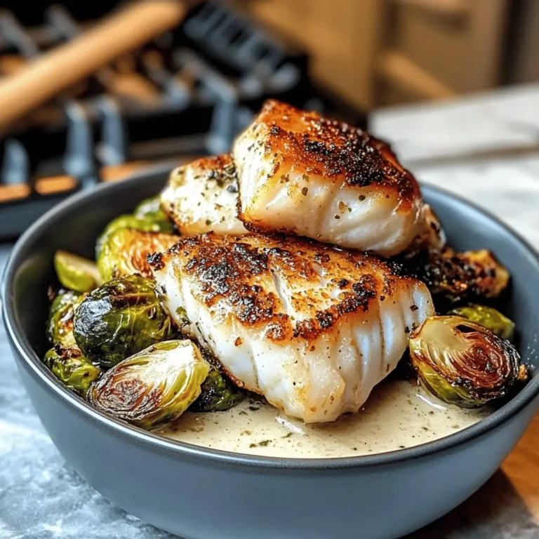 Lemon Garlic Butter Cod Bowls with Roasted Brussels Sprouts