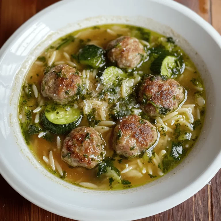 Meatball and Courgette Orzo Broth