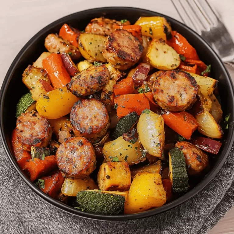 10 Minute Air Fryer Chicken Sausage and Veggies