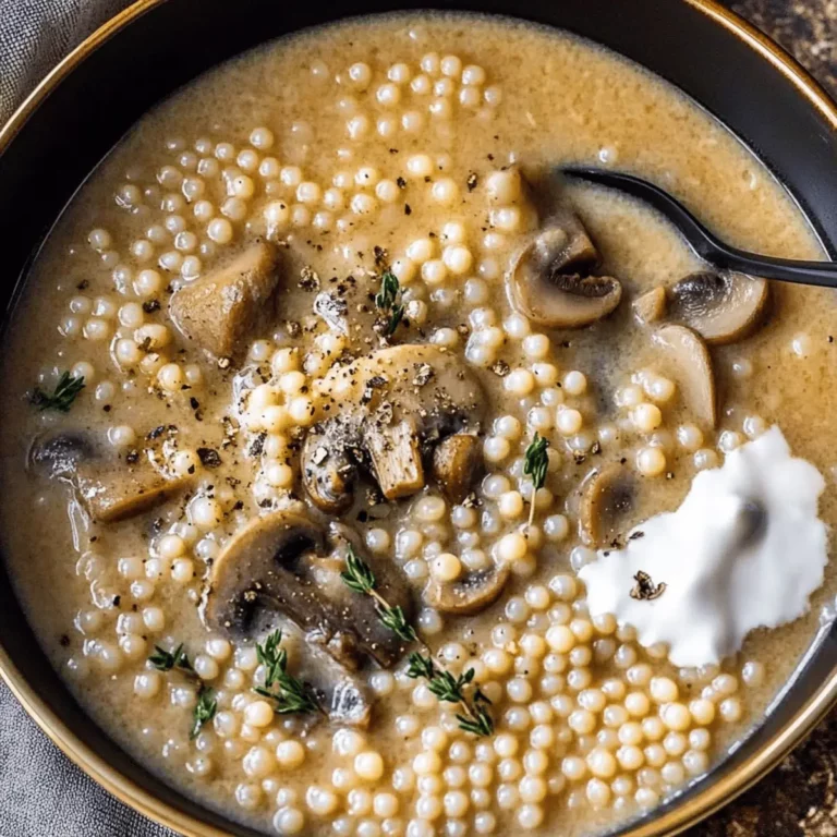 Creamy Mushroom & Pearl Couscous Soup