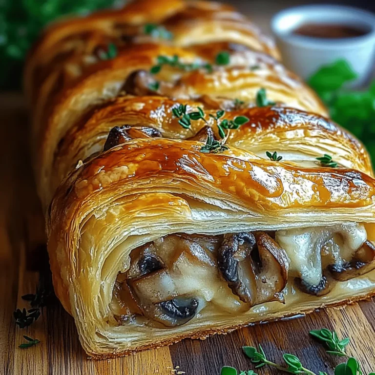 Savory Mushroom & Gruyère Puff Pastry Braid