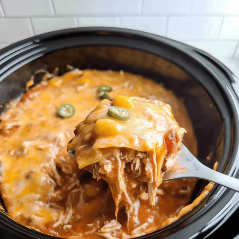 Hearty Crockpot Chicken Enchilada Casserole
