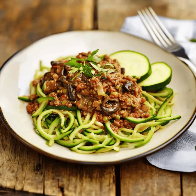 Porcini and green lentil bolognese with courgetti