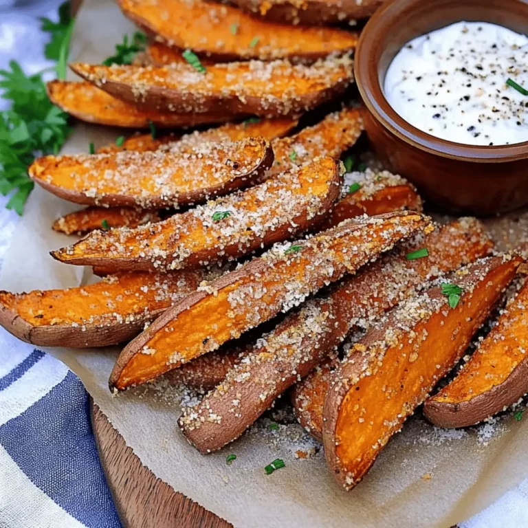 Garlic Parmesan Sweet Potato Wedges