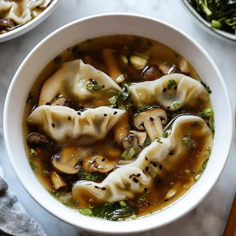 Hearty Potsticker Soup with Mushrooms & Bok Choy