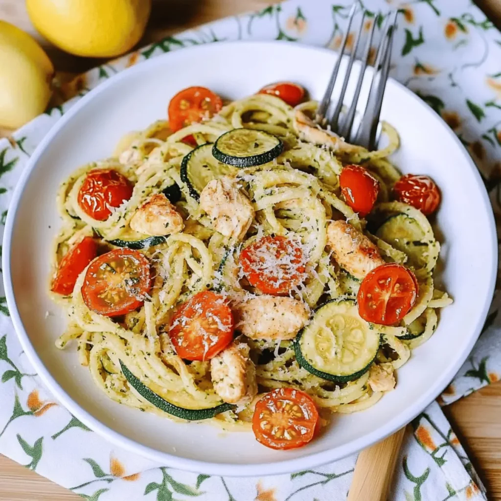 Parmesan Zucchini Tomato Chicken Spaghetti