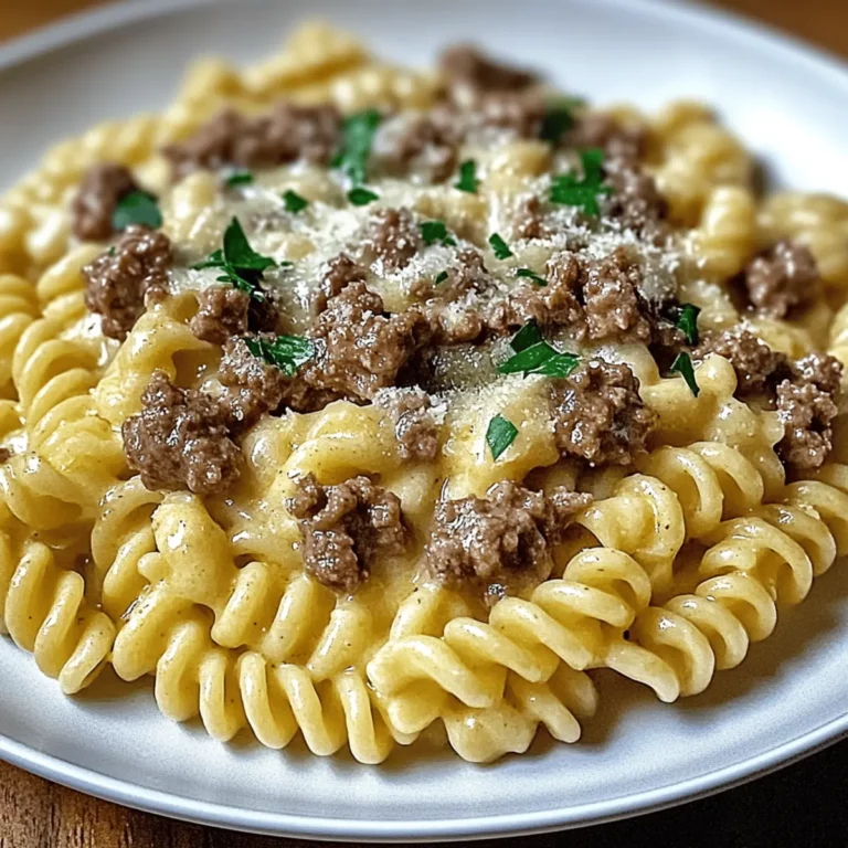 Creamy Garlic Parmesan Rotini with Tender Beef
