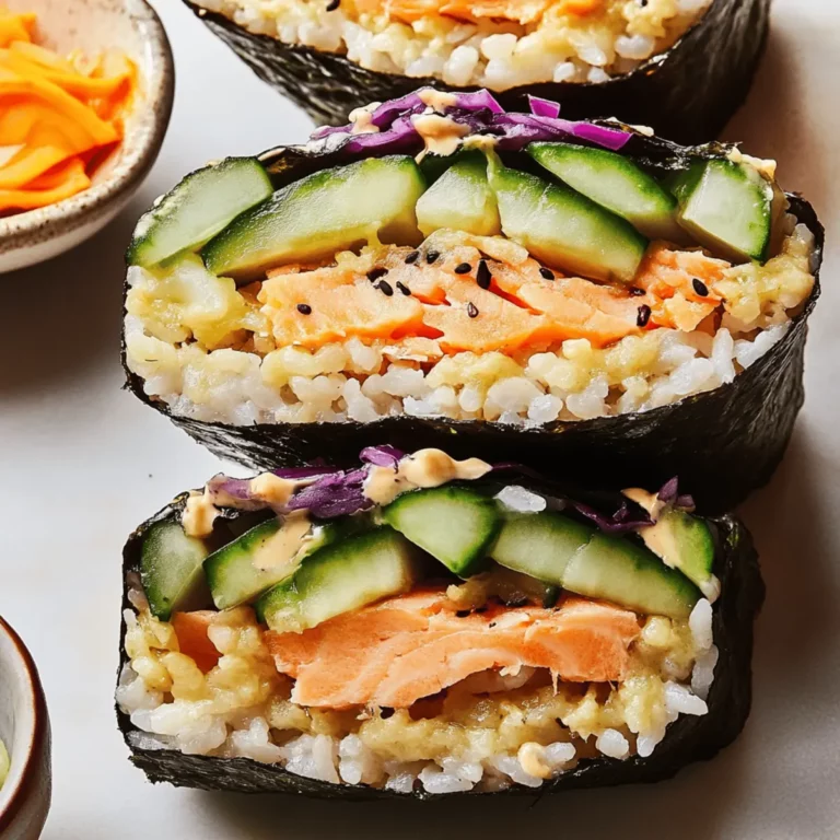 Onigirazu (Rice Sandwich) with Salmon, Cucumber and Avocado