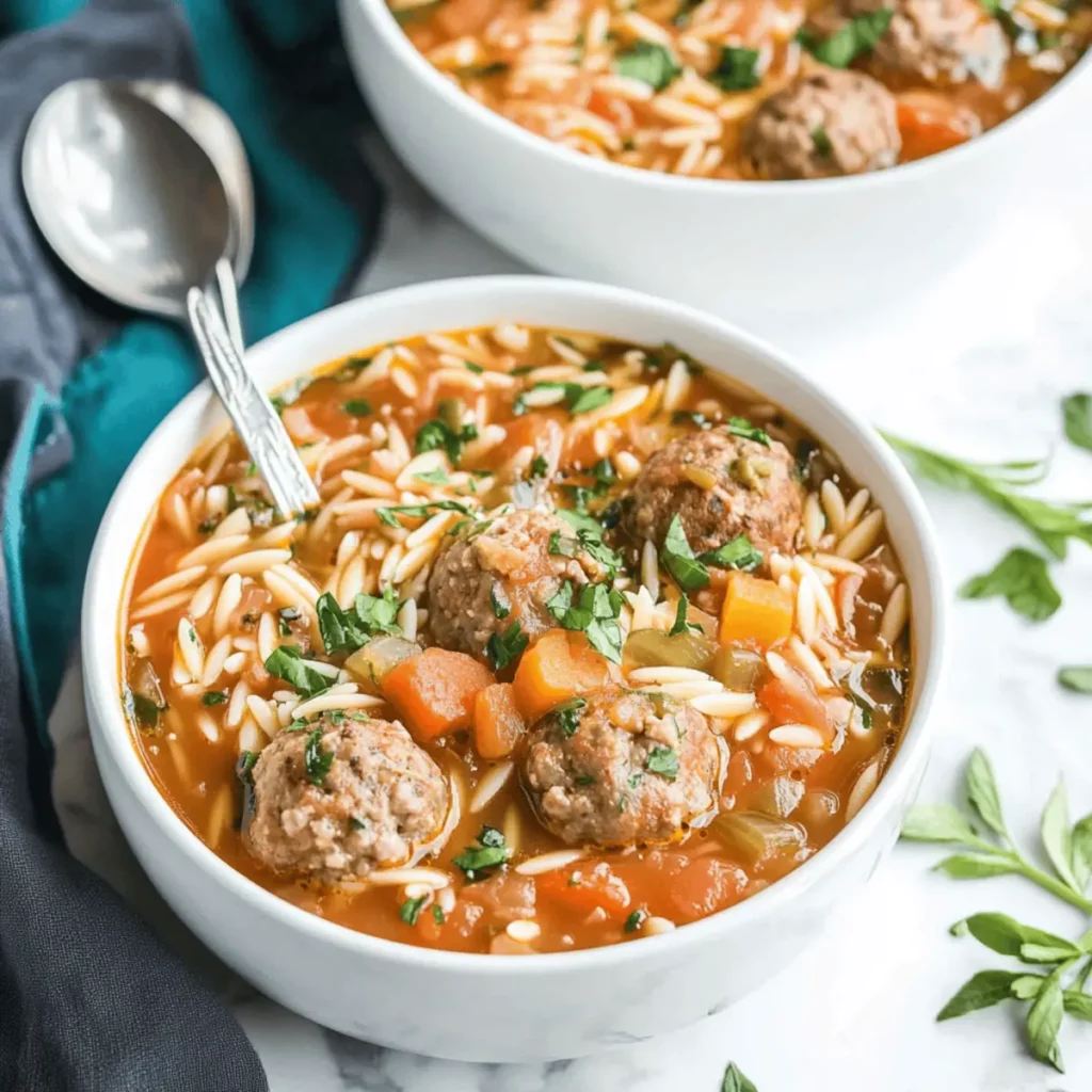 Easy One-Pot Italian Meatball & Orzo Soup