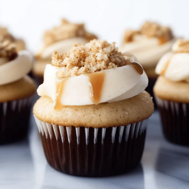 Apple Crisp Cupcakes with Caramel Drizzle