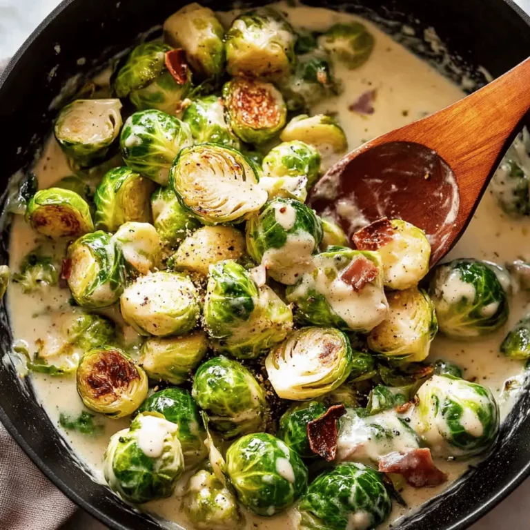 Sautéed Brussels Sprouts in Carbonara Sauce