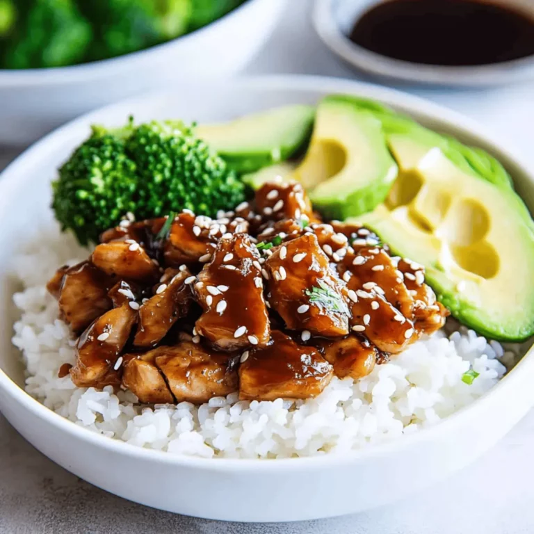 Teriyaki Chicken with Avocado and Rice Stack Layers