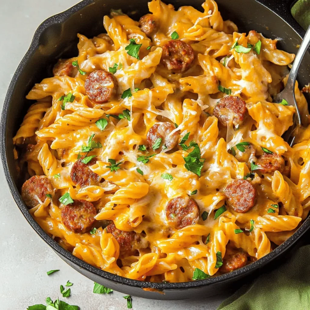 One Pot Cheesy Sausage Pasta