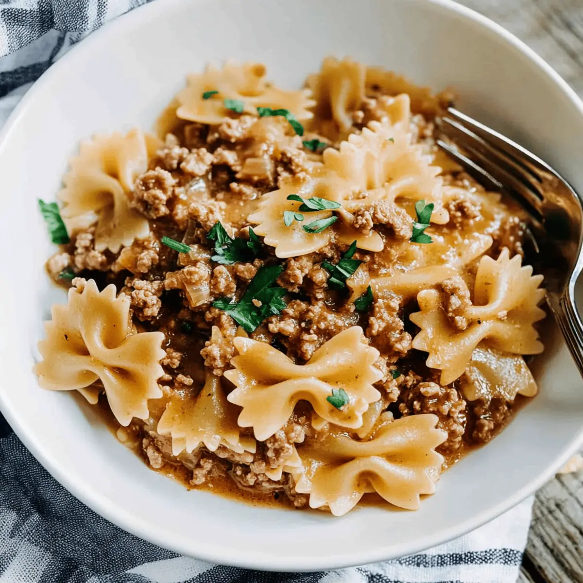 Bowtie Pasta with Ground Beef