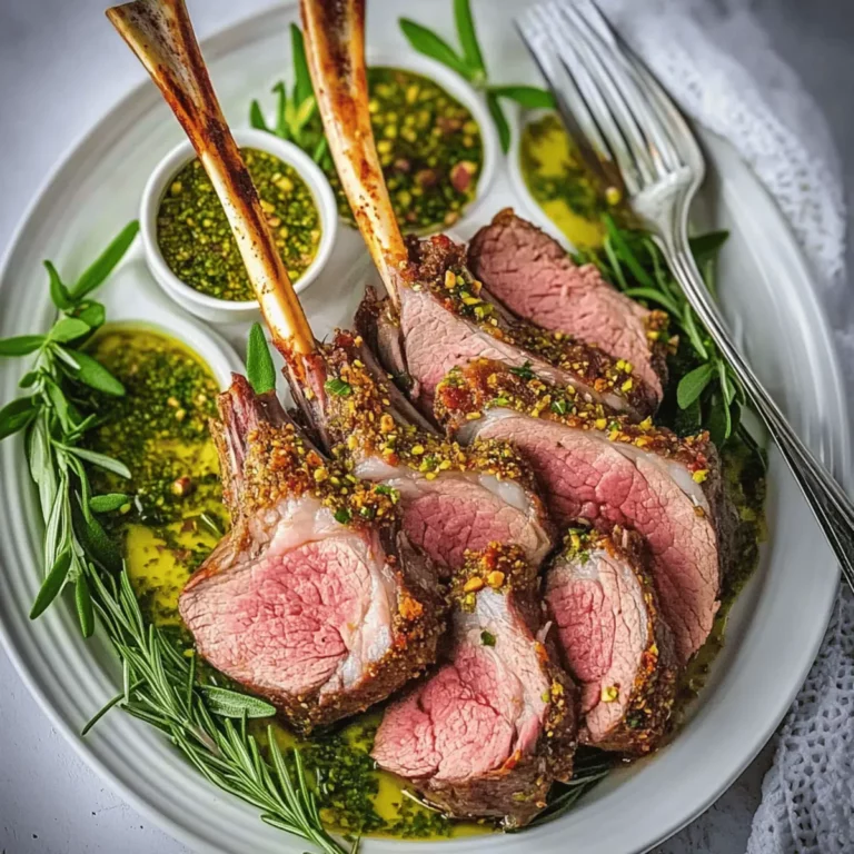 Rosemary Garlic and Pistachio Crusted Rack Of Lamb