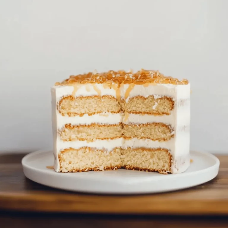Light and Fluffy Banana Cream Cake with Salted Caramel