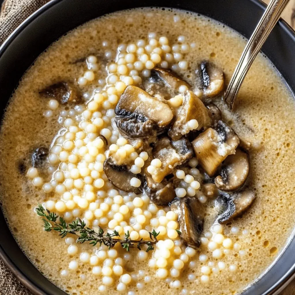 Creamy Mushroom & Pearl Couscous Soup