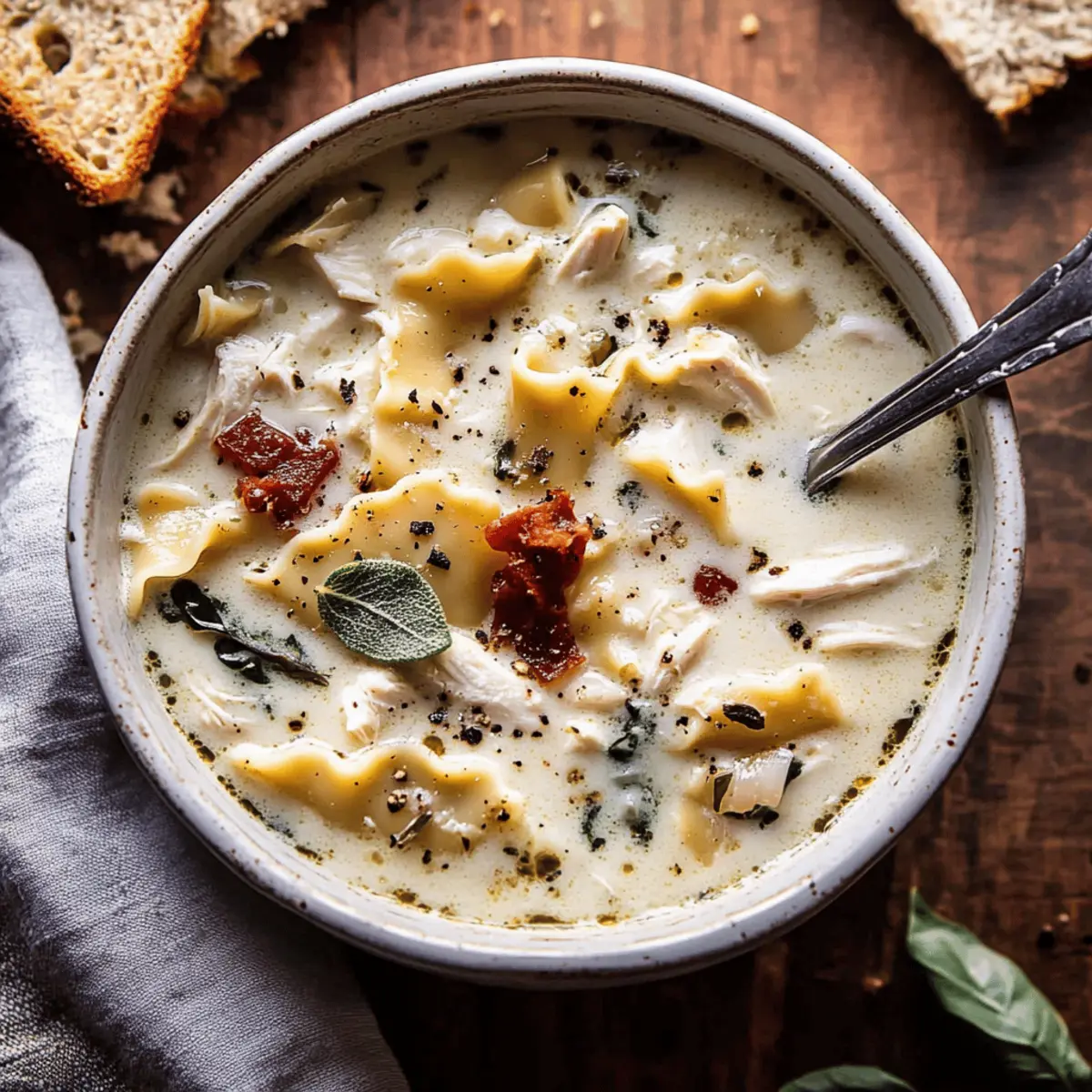 Creamy White Chicken Lasagna Soup