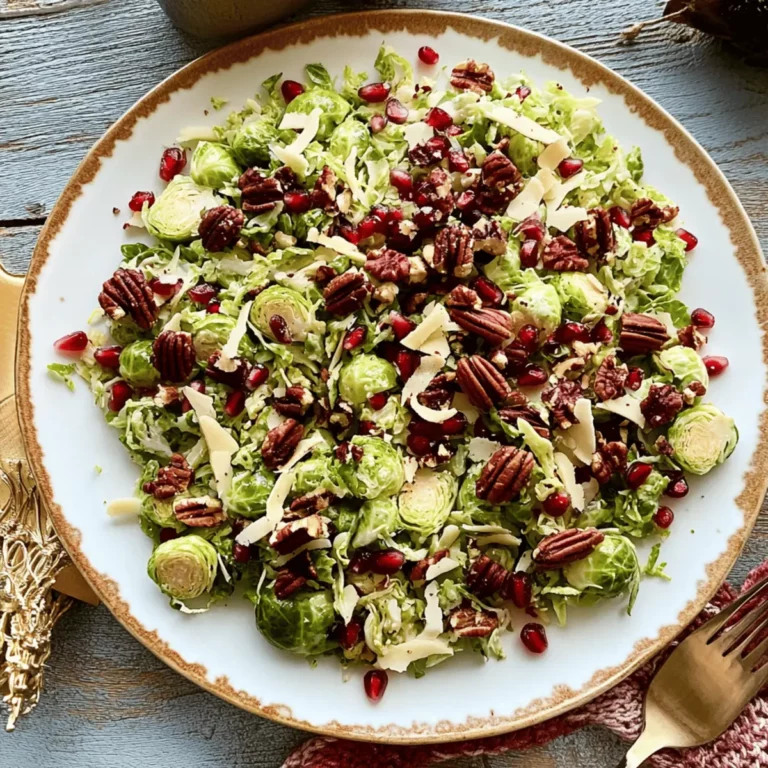 Shaved Brussels Sprout Salad with Pomegranate and Candied Pecans