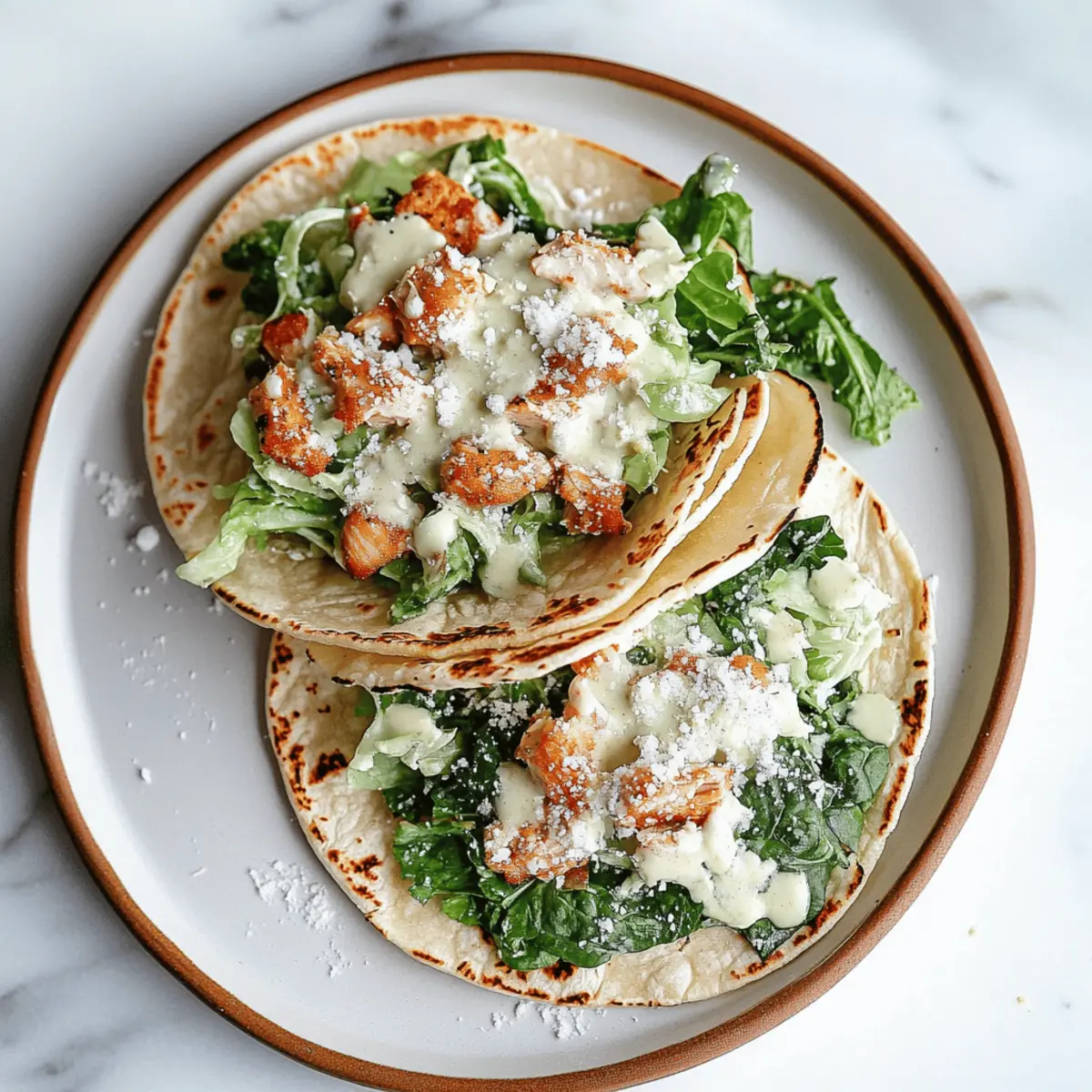 Smash Chicken Caesar Tacos