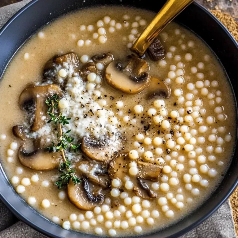 Creamy Mushroom & Pearl Couscous Soup
