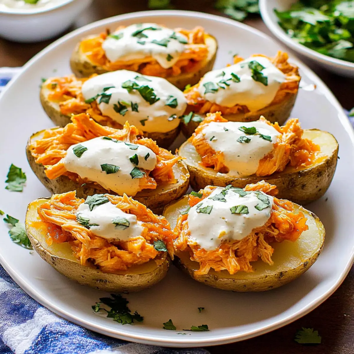 Buffalo Chicken Potato Skins