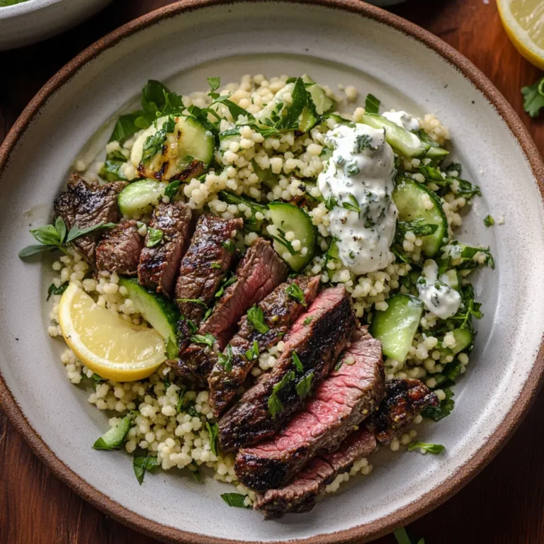 Grilled Skirt Steak with Lemon Herb Couscous Salad