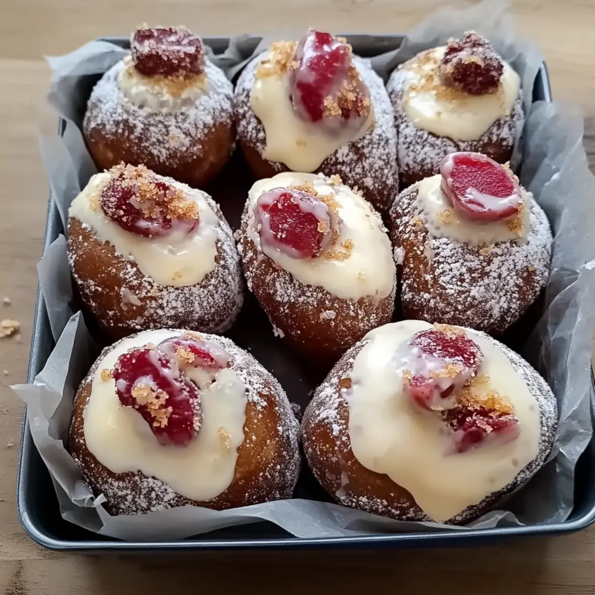Cardamom Spiced Rhubarb Cream Donuts