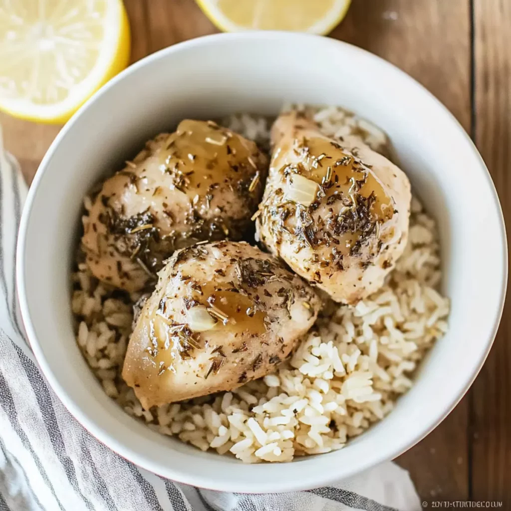 Slow Cooker Lemon Herb Chicken and Rice