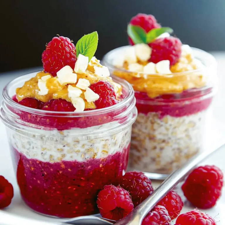 Peanut butter and raspberry overnight oats