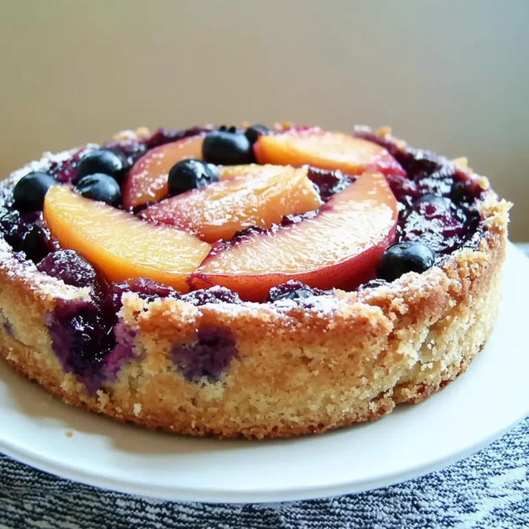Peach Blueberry Cake with Buttery Crust