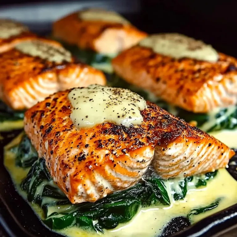 Blackened Salmon Stuffed with Spinach & Parmesan