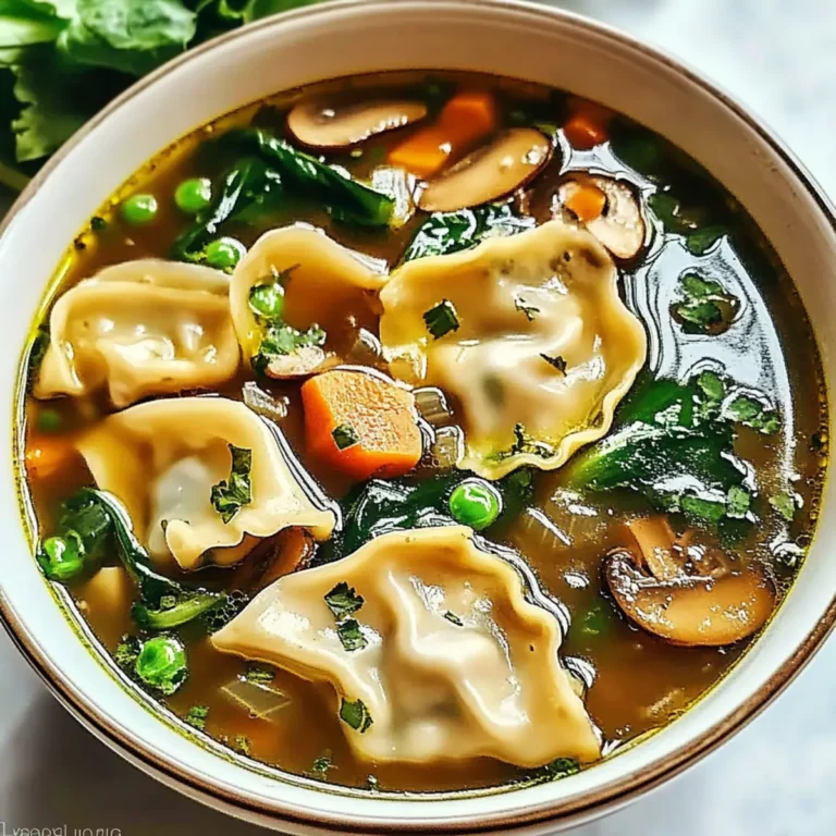 Hearty Potsticker Soup with Mushrooms & Bok Choy