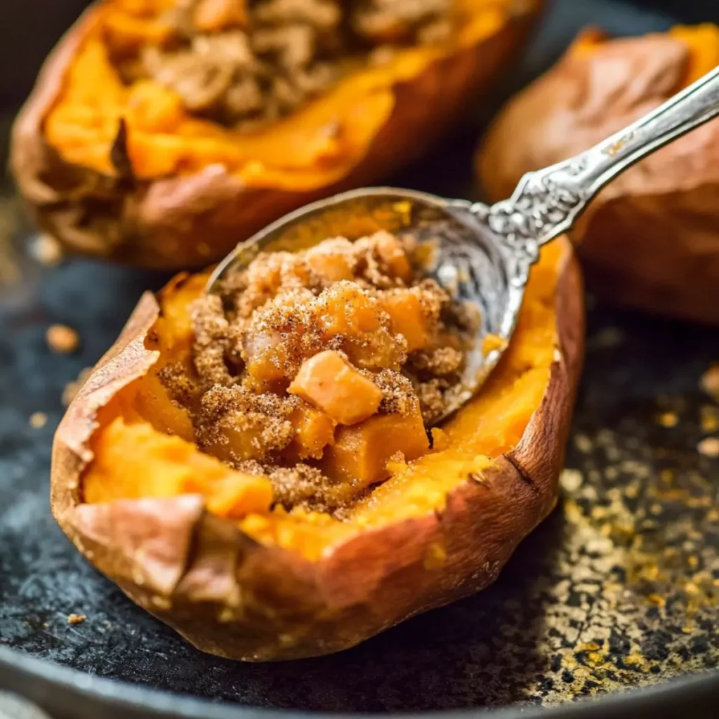 Fluffy Cinnamon Butter Baked Sweet Potato
