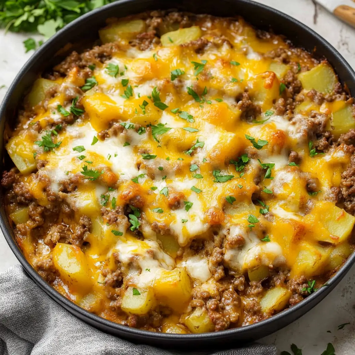 Cheesy Ground Beef & Potato Casserole