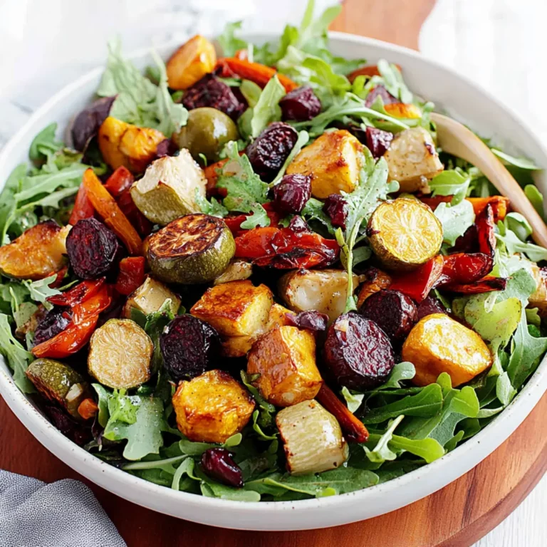 Warm Roasted Veggie Salad with Maple Dijon Vinaigrette