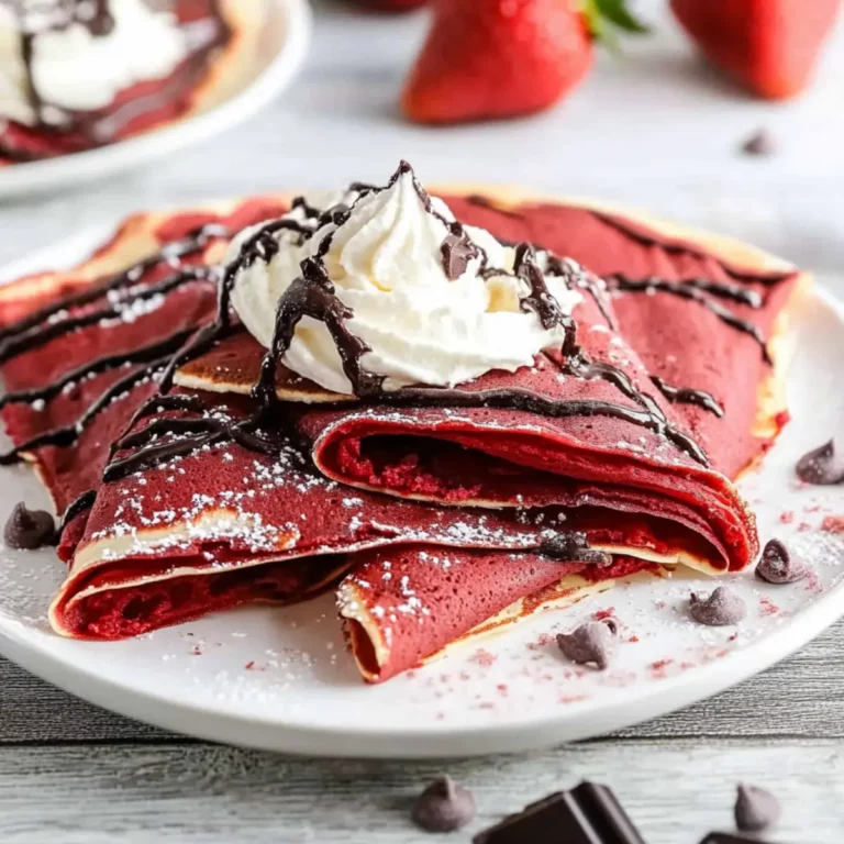 Red Velvet Crêpes with Chocolate Whipped Cream