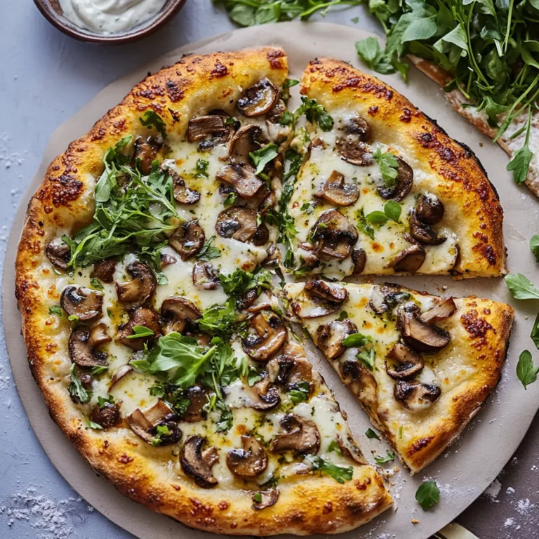 Mushroom White Sauce Pizza with Fresh Herbs