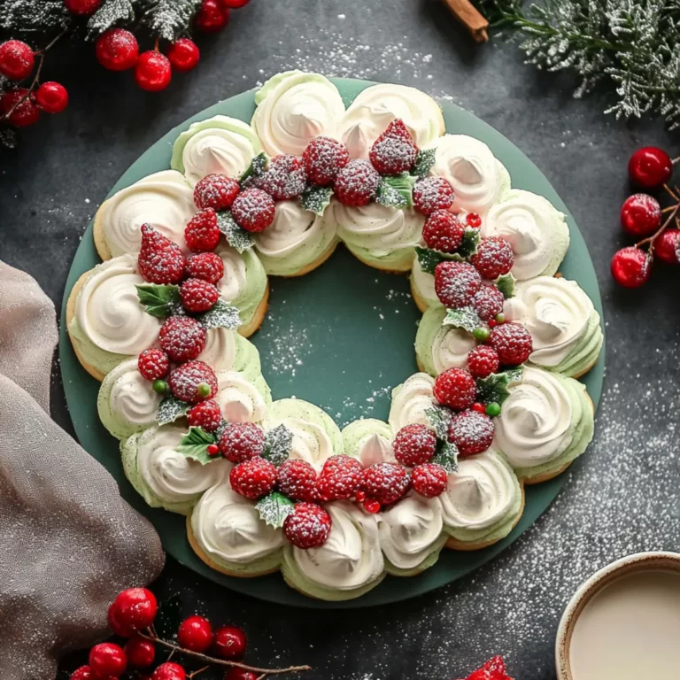 Easy Festive Meringue Wreath Cookies for Holiday Baking