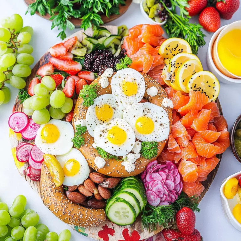 Ultimate Bagel Bar Brunch with Eggs, Salmon & Fruit