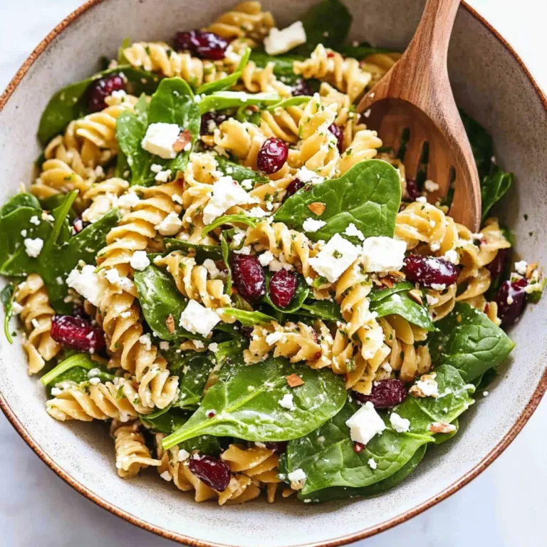 Nutritious Spinach Pasta Salad with Feta and Cranberries