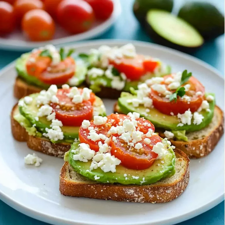 Avocado Tomato Feta Toasts