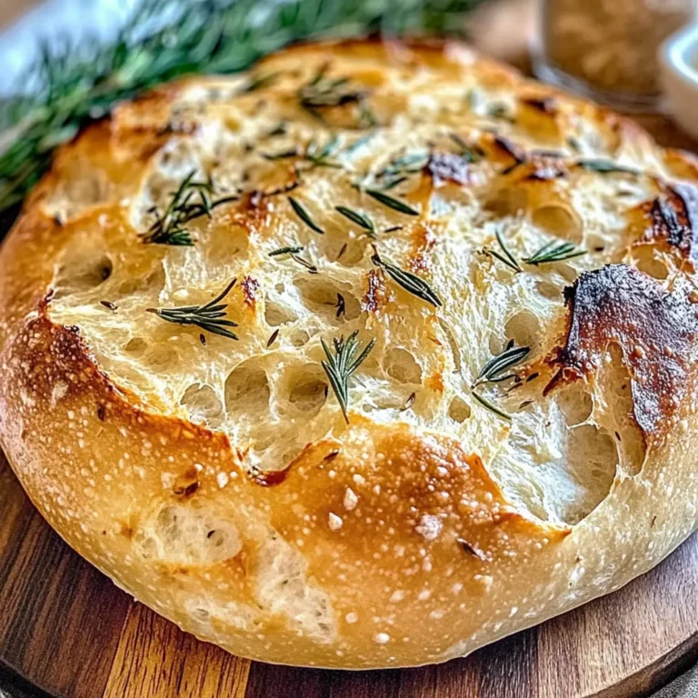 Rustic No-Knead Rosemary Garlic Bread