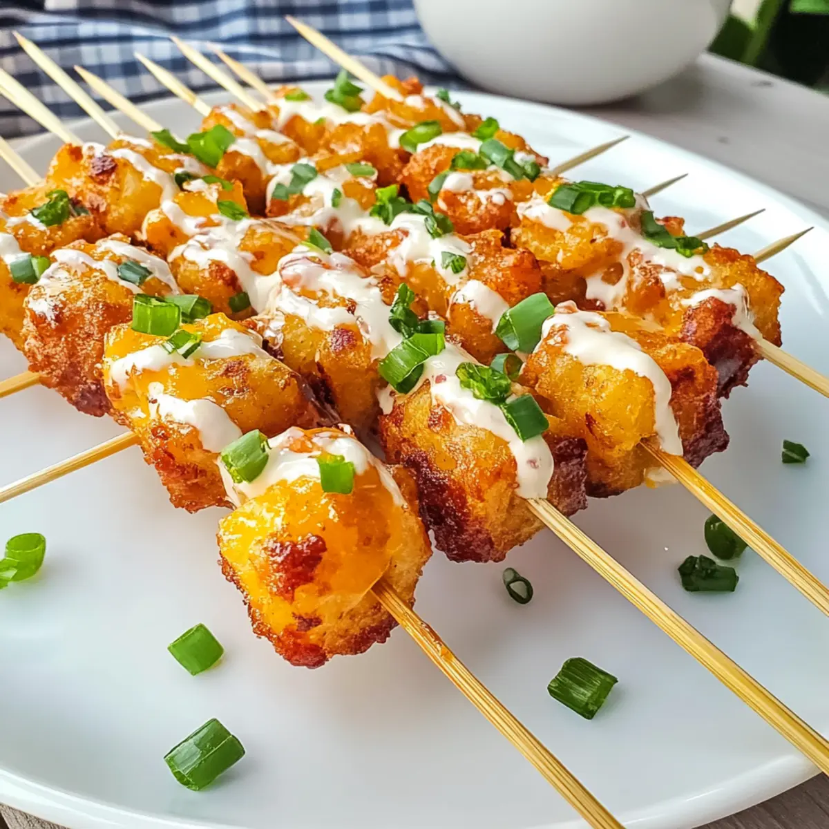 Loaded Tater Tot Skewers
