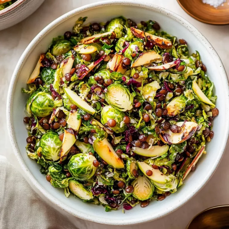 Warm Brussels Sprout Salad with Lentils