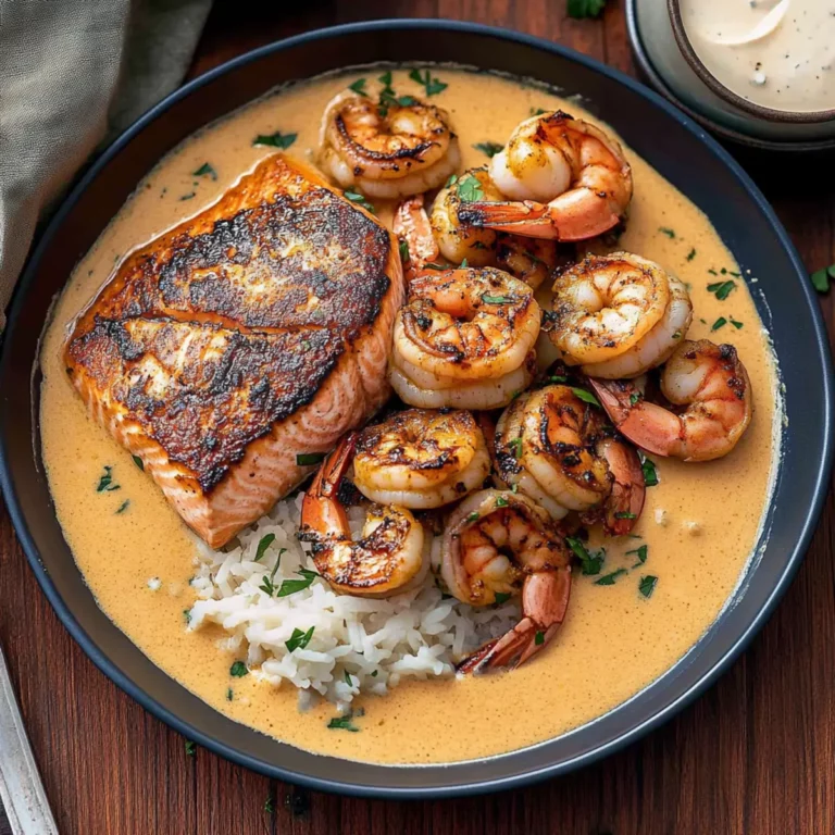 Cajun Shrimp and Salmon with Garlic Cream Sauce